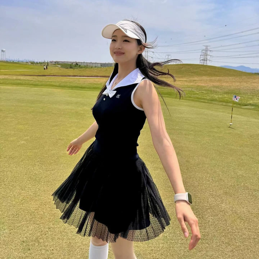 F*L小仙女家女士高尔夫网纱百褶短裙/柔软飘逸灵动双层不贴身弹力