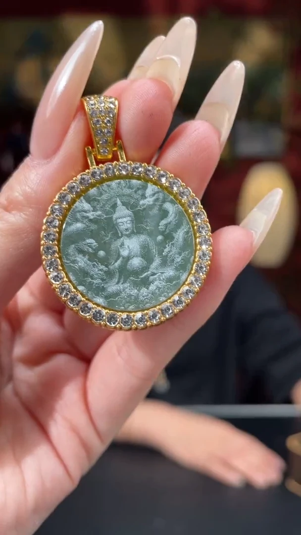 【闪购商品】翡翠颈饰未镶嵌 天然翡翠观音吊坠