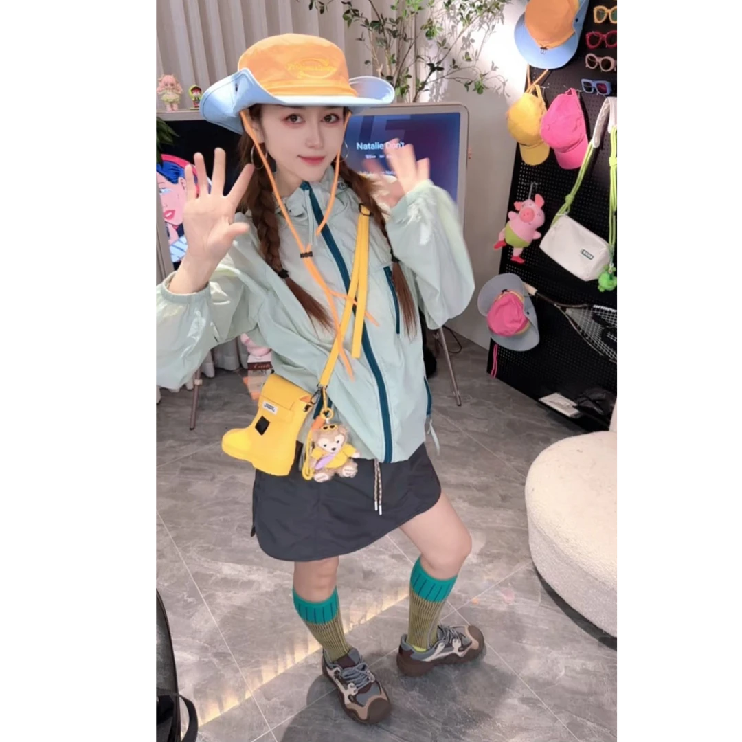 潮流撞色拼接连帽2025年高级夏季薄款防晒衣设计感外套8816