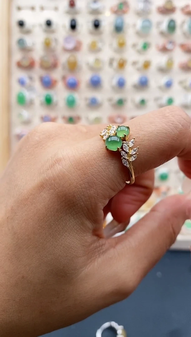 【闪购商品】翡翠戒指银S925镶嵌缅甸天然A货翡翠111  7+