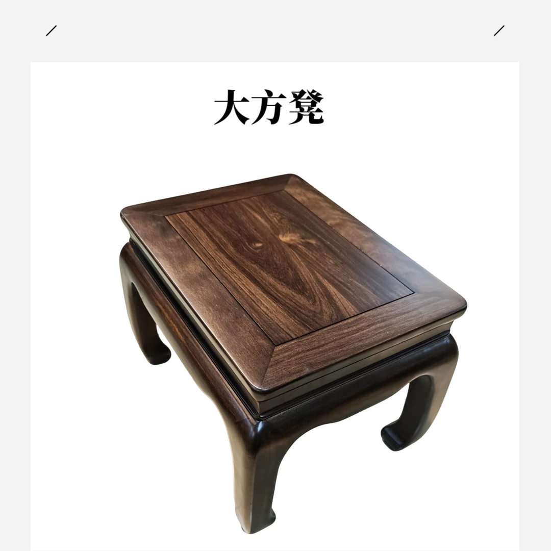 【大叶紫檀大方凳】密度高，稳定好，油性足，全材好料孤品家具