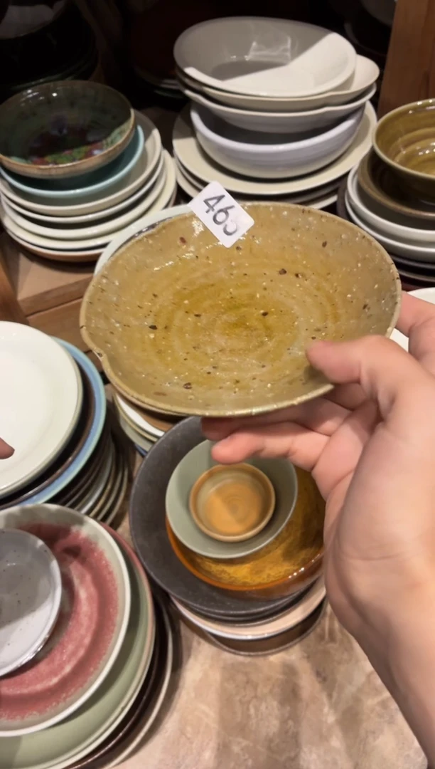 瓷片º**?465微瑕粗陶手工盘1个