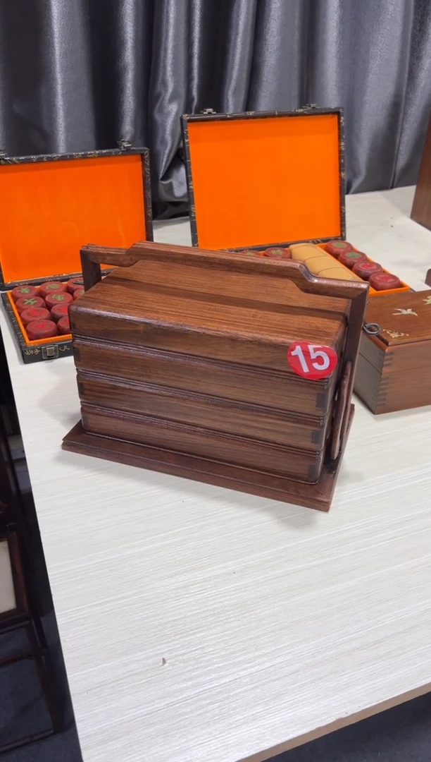 木木 花梨木三层提盒食盒