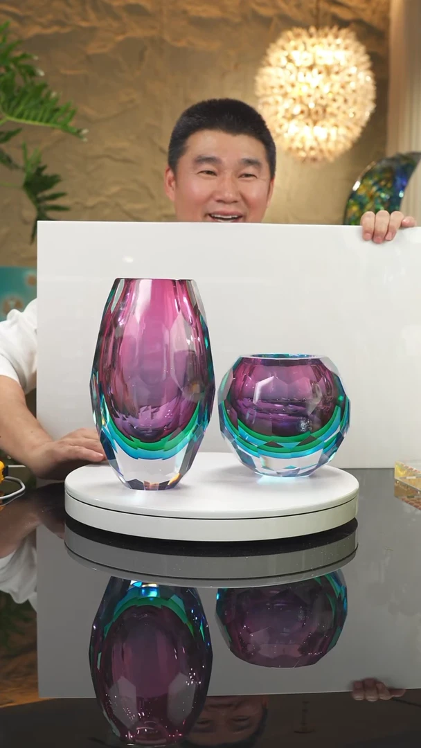 【闪购商品】摆件福利三色切面花瓶一对