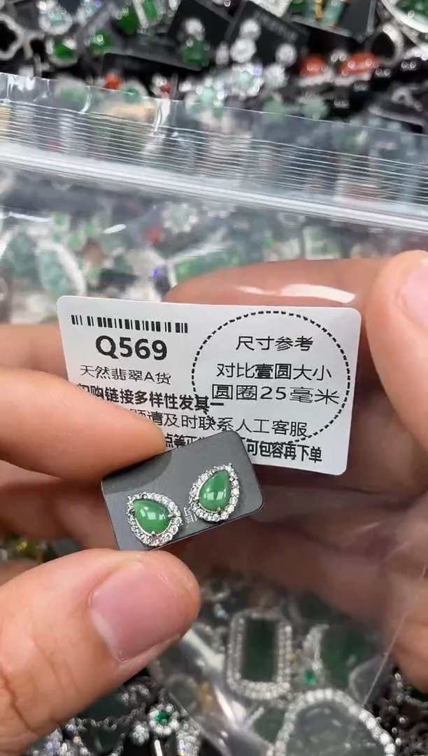 颈饰未镶嵌翡翠Q569耳钉