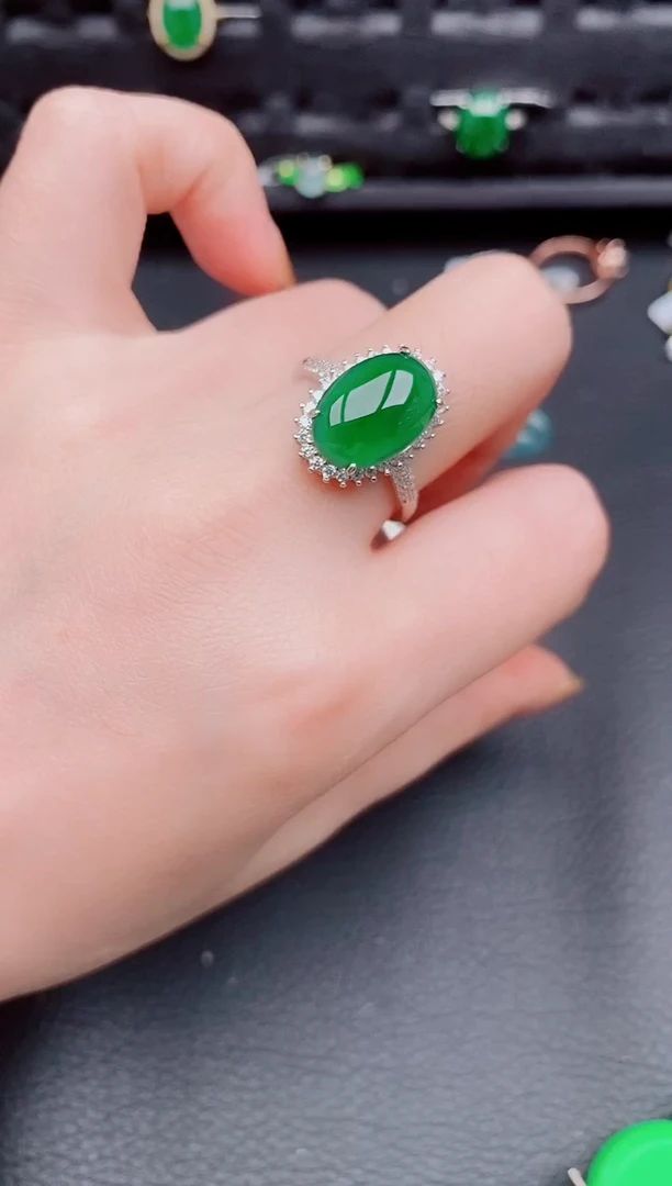 【闪购商品】翡翠戒指银S925镶嵌天然a货翡翠559