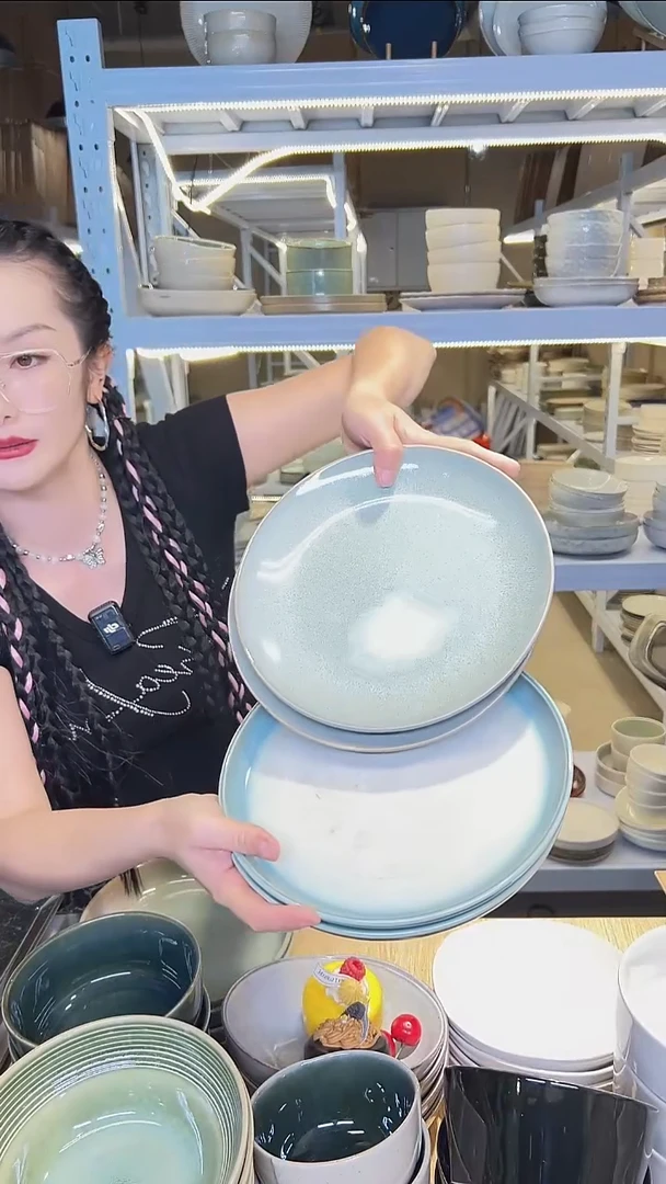 瓷58（八寸）外贸尾货高温釉下彩陶瓷餐具默认微瑕