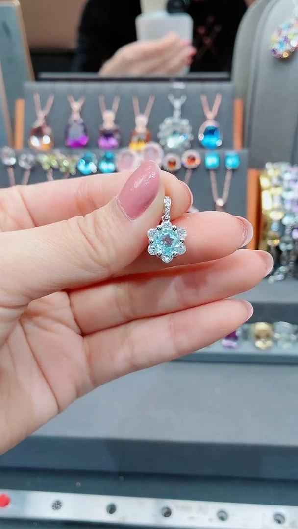 银S925镶嵌托帕石吊坠托帕石吊坠（不含链）