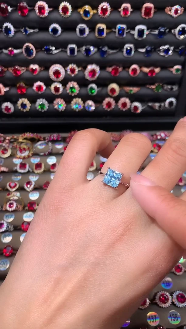 【闪购商品】海蓝宝石戒圈银S925镶嵌1