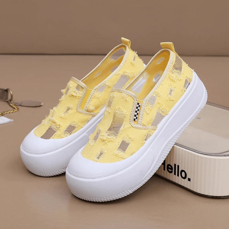 2025夏季新款小香风厚底渔夫鞋镂空透气蕾丝网面鞋舒适百搭休闲鞋