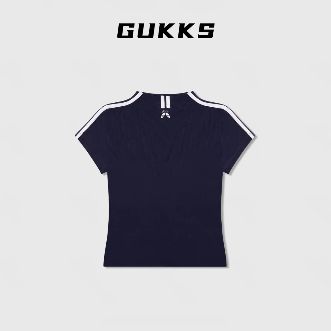 娜娜GUKKS//2025夏季新款洋气百搭圆领T恤女短袖修身半袖上衣