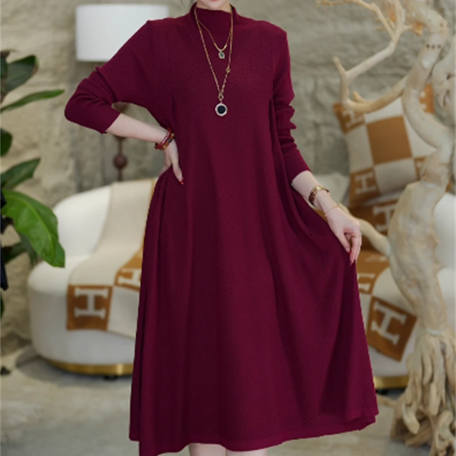 春夏新款【明月清风】季新款百搭时尚重磅加厚保暖毛衣连衣裙-9042#