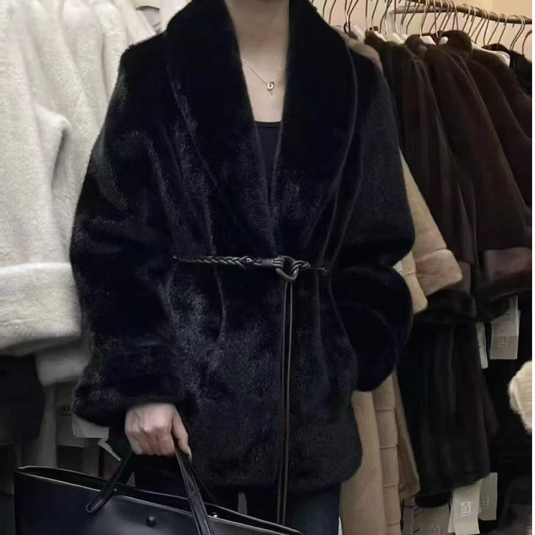人造皮草 【晨浠定制】新款高级感冬季气质加厚毛毛大衣8672
