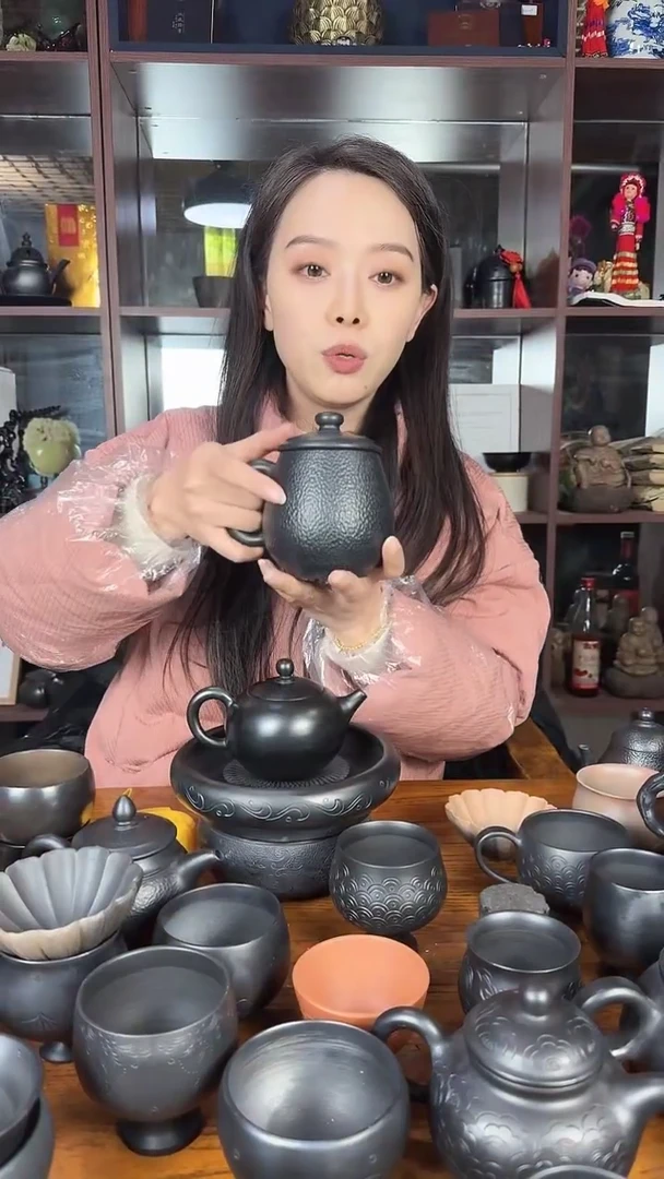 神农黑陶微瑕锤纹办公杯