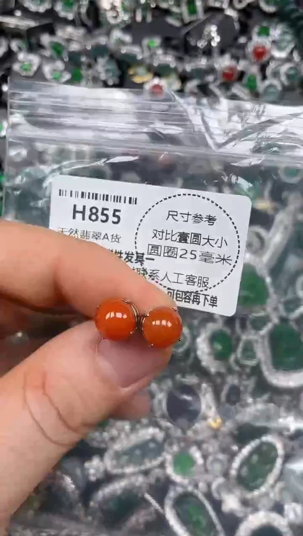 颈饰未镶嵌翡翠H855耳钉