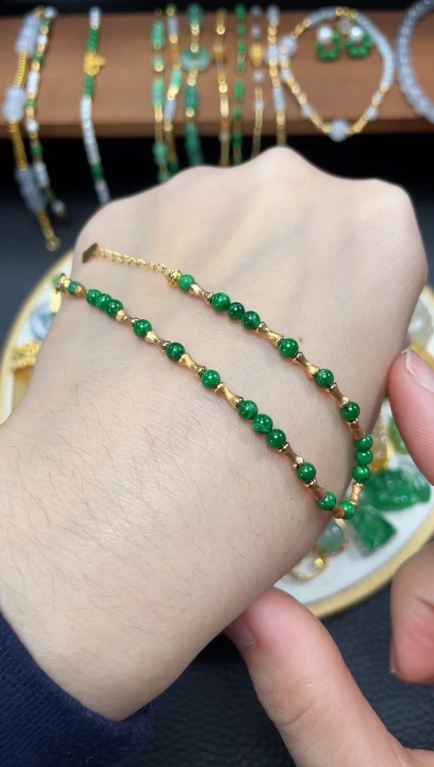 【闪购商品】翡翠套链18K金镶嵌一个   JK326