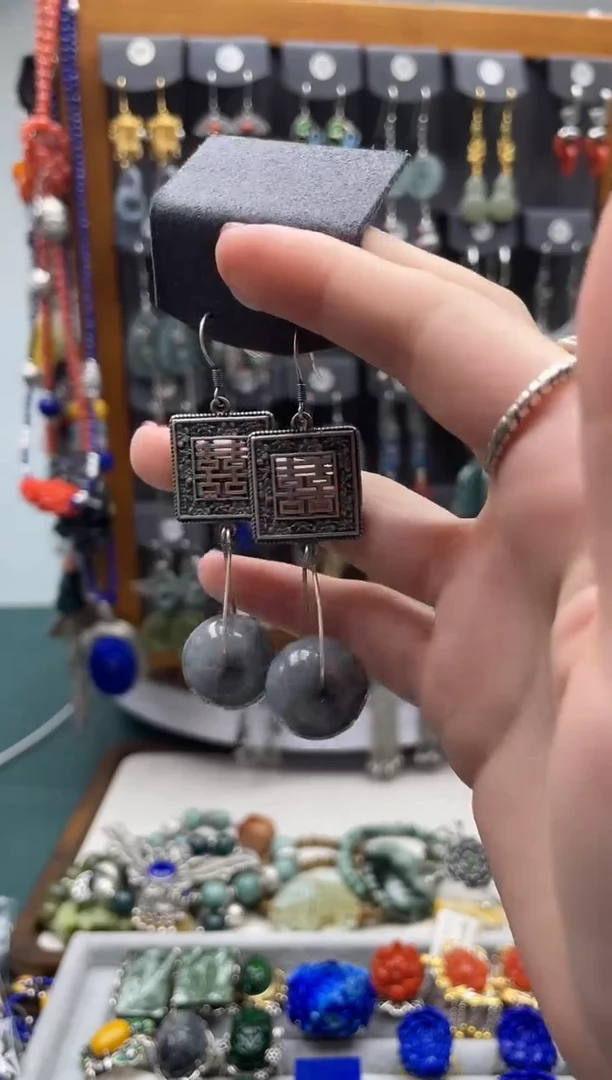 【闪购商品】翡翠耳饰银S925镶嵌饰品