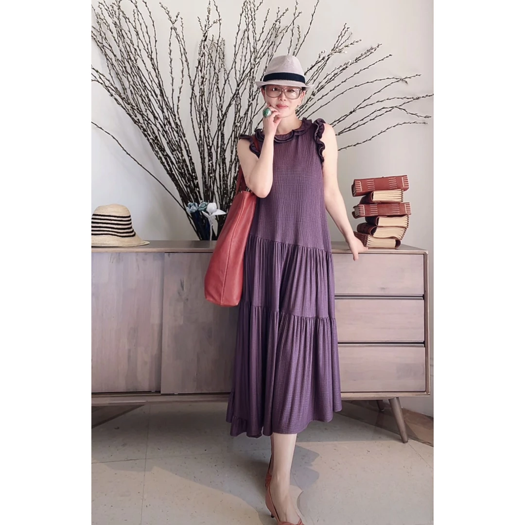 璇之恋·王璇薰衣草无袖连衣裙（无袖款）王璇原创设计