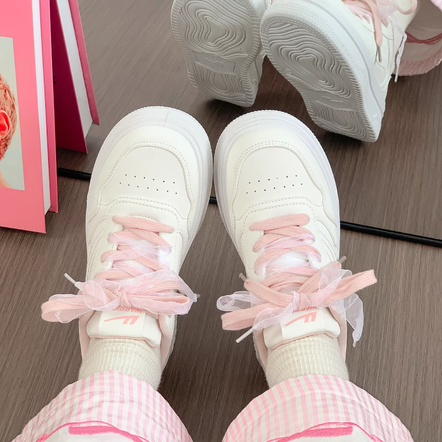 回力小白鞋女2025秋冬新款樱花粉厚底休闲棉鞋轻便百搭软底板鞋子