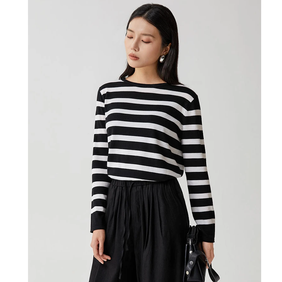 AM WEEKEND新款时尚简约长袖超细90ss黑色毛条针织上衣DD3810250