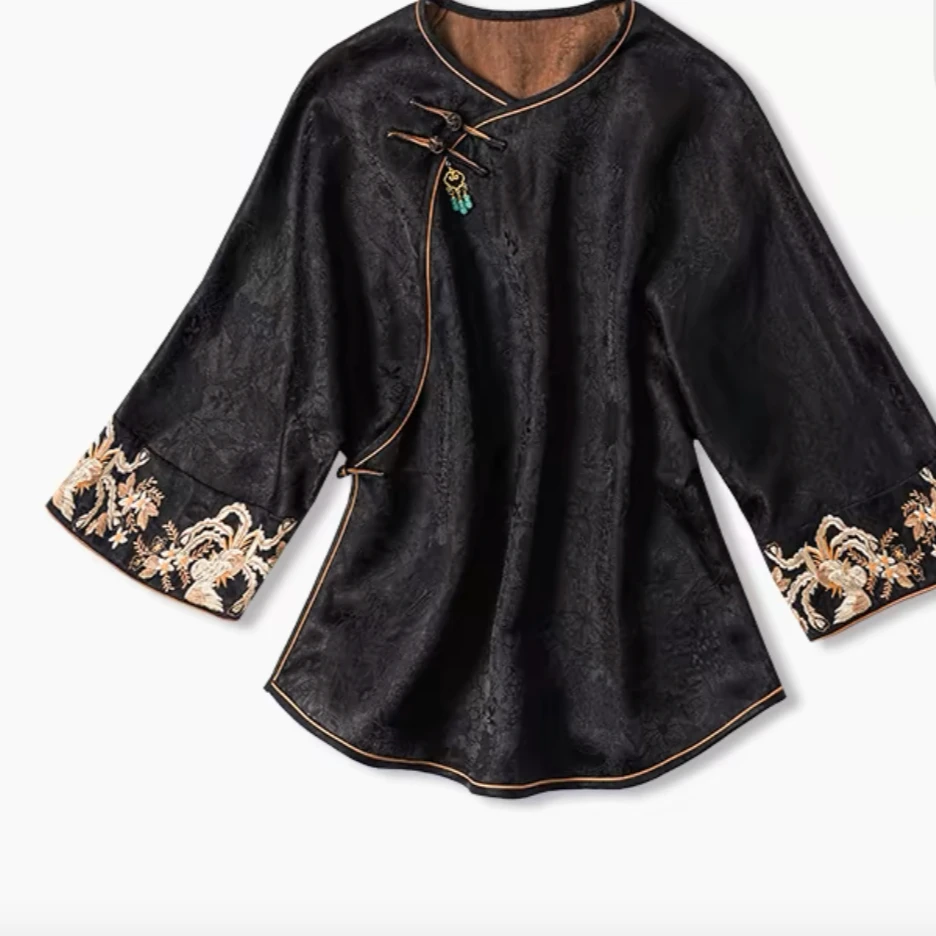 洋 新中式 香云纱莨沙上衣 8027