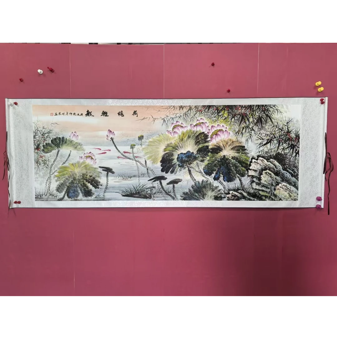 小六尺卷轴荷花荷塘雅韵