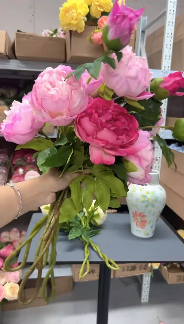 3枝粉紫1枝玫红芍药