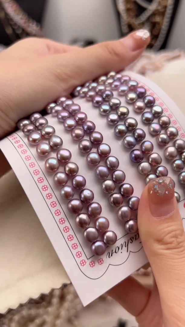 银S925镶嵌淡水珍珠福利强光*珍珠耳钉（妖紫色6mm+）