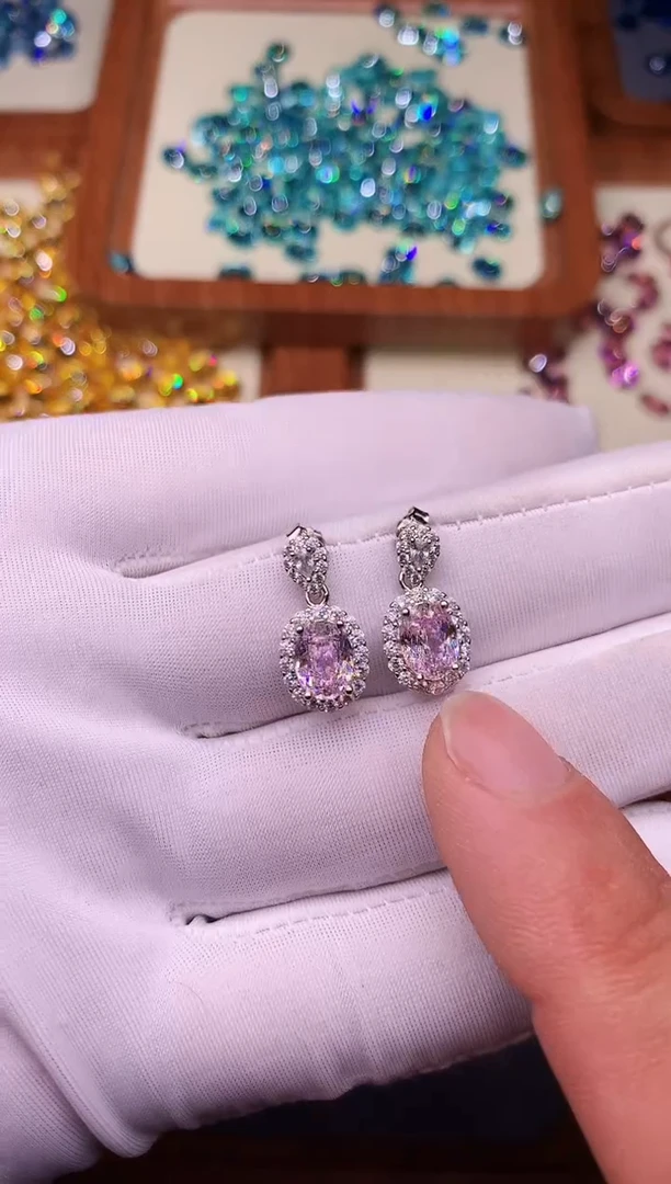 碧玺耳饰银S925镶嵌·········