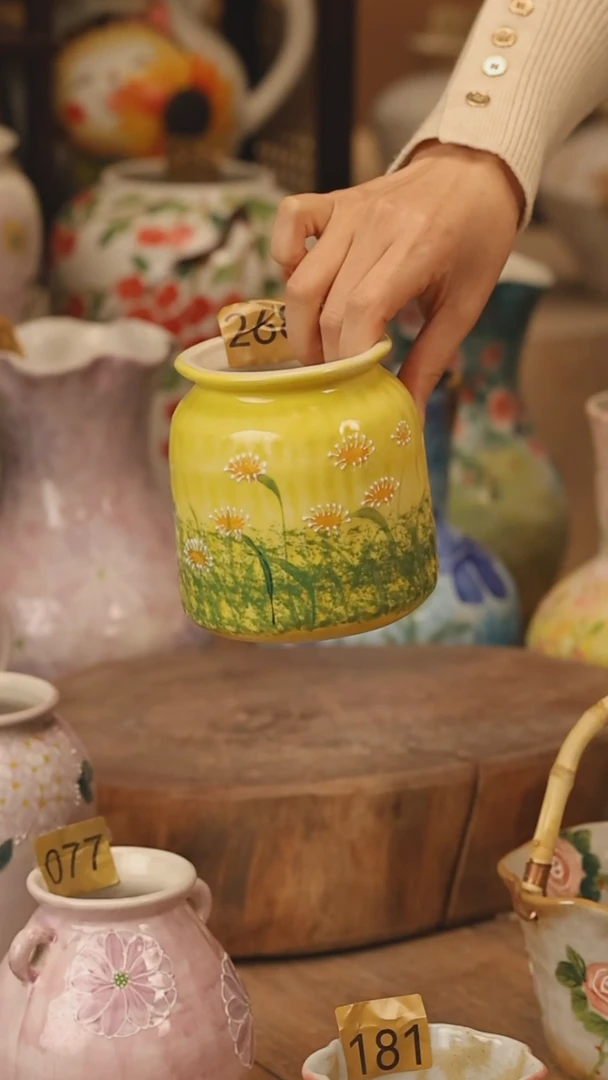 陶瓷景德镇设计师手作花器摆件侘寂风@M268@