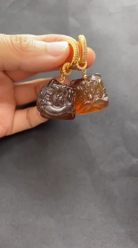 未镶嵌琥珀裸石琥珀耳坠