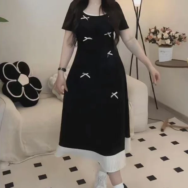 XIE7  韩版蝴蝶结百搭连衣裙9355