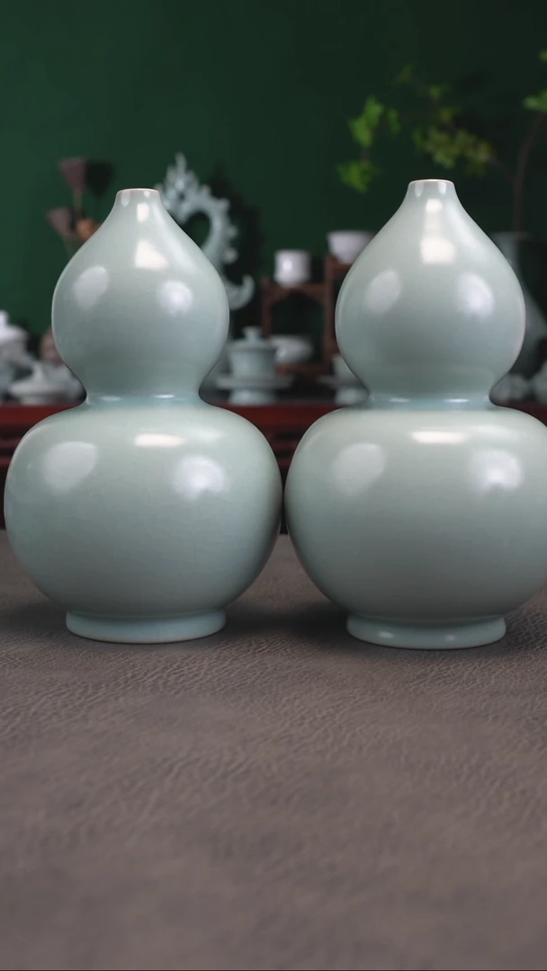 仿古天青精品葫芦瓶精品1对双节福利~帆