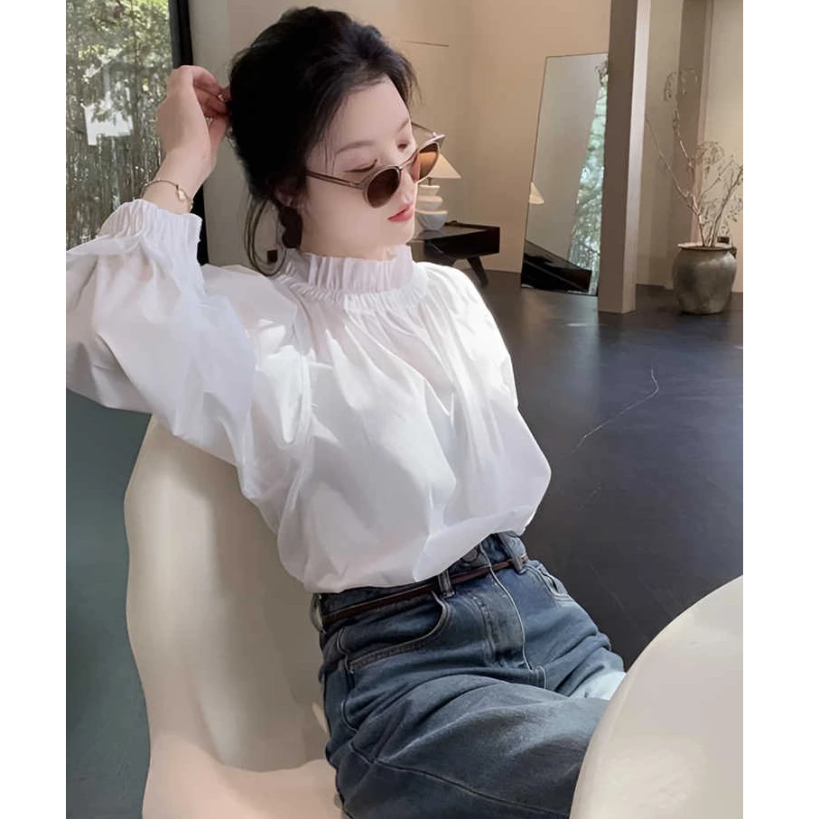 法式木耳边白色衬衫女早春2025新款轻奢高级感衬衣设计感小众上衣