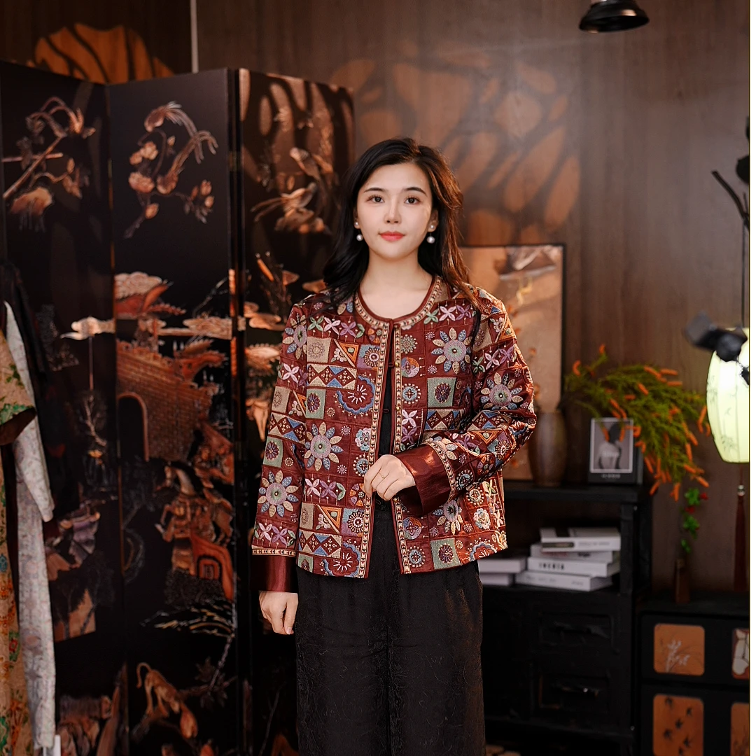 秋冬季宽松修身显白新中式国风刺绣新款时尚休闲女装上衣6938