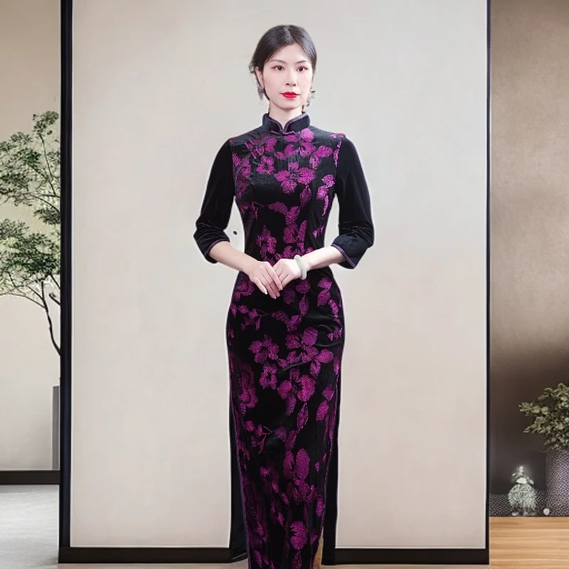 紫霄 2025新款改良旗袍气质日常优雅经典旗袍复古显瘦国风