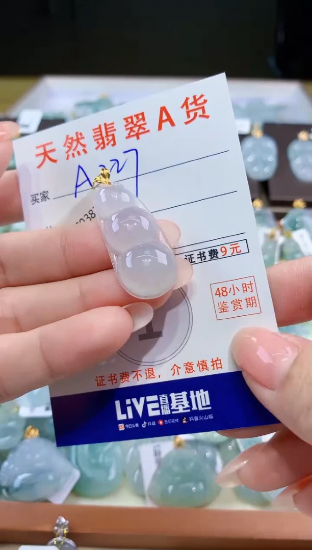 颈饰18K金镶嵌翡翠天然翡翠A货挂件