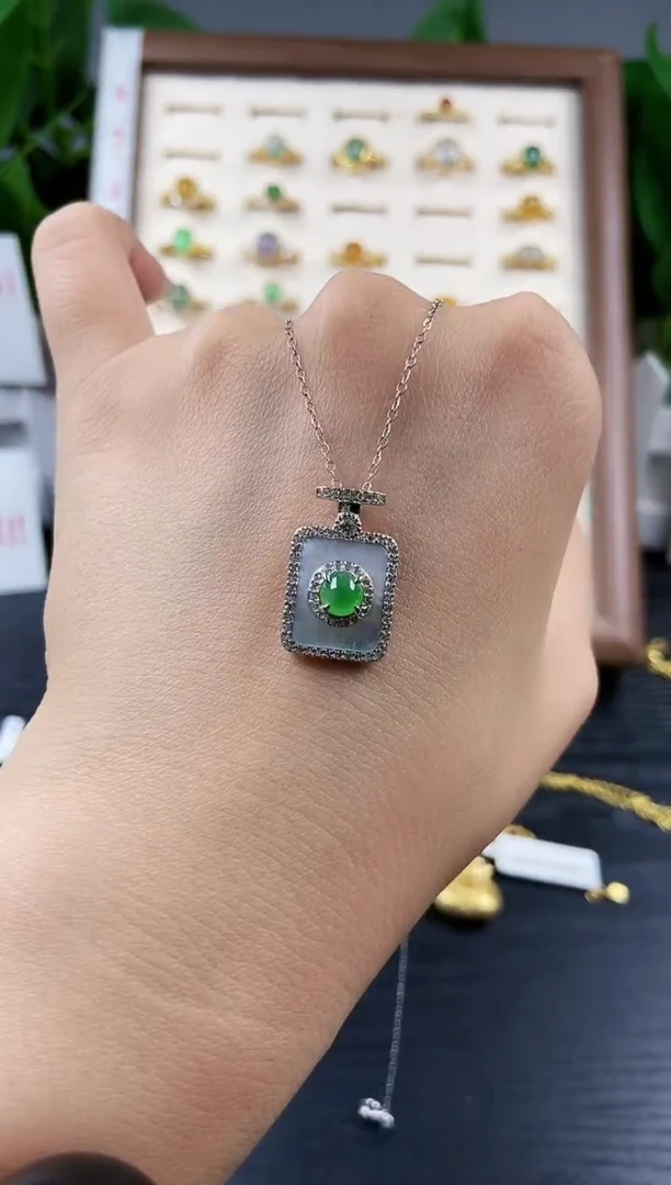 颈饰银S925镶嵌翡翠12