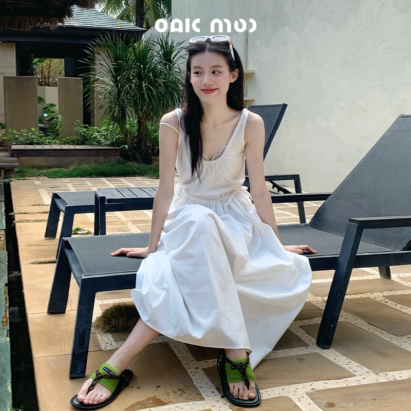 OAKMOO/ "记忆中的梧桐诗"玫瑰纤维背心气球连衣裙