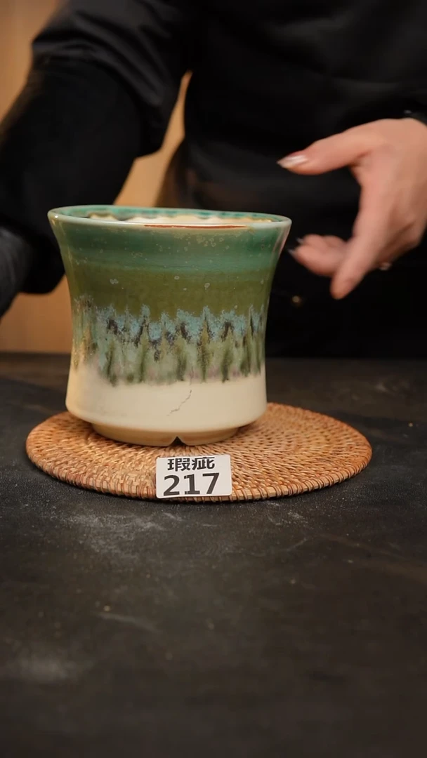 【闪购商品】瓷片217泥泥手工花盆口13高13