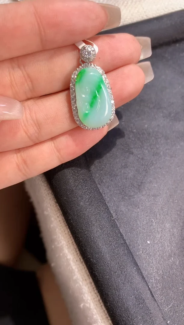 翡翠银S925镶嵌吊坠(不含链)【挽石珠宝】如意