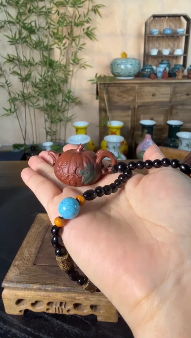 紫砂茶宠紫砂朱泥把把壶