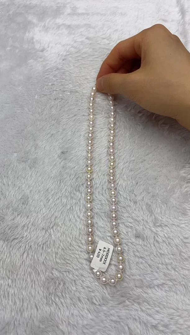 海水珍珠银S925镶嵌项链AK6.5-7mm