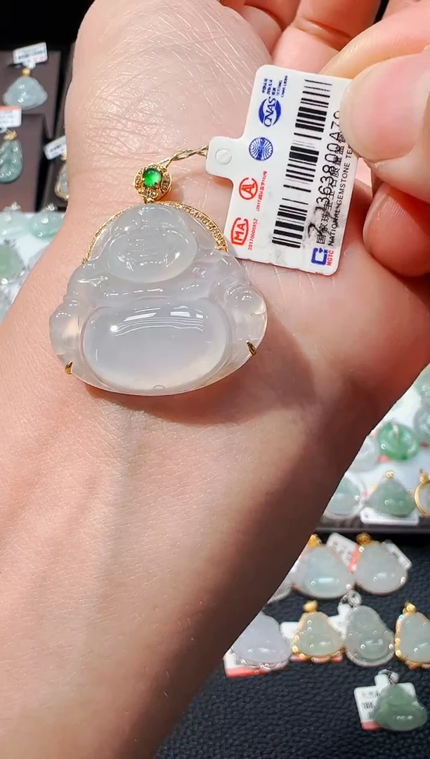 翡翠18K金镶嵌吊坠(不含链)佛公吊坠A79