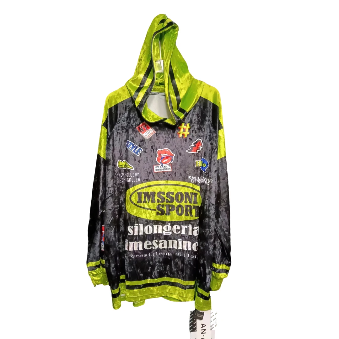 (AN.AN)高端钻石丝绒韩版休闲显瘦百搭中长款字母长袖带帽1590