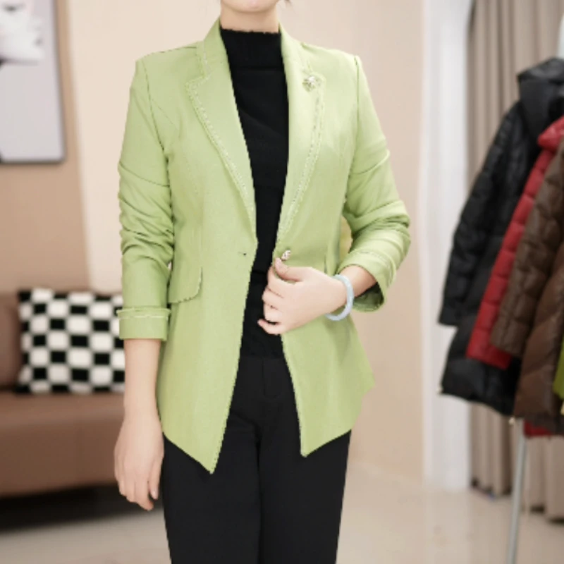 S259 女装网红一粒扣简约棉麻修身小西装设计师女短外套