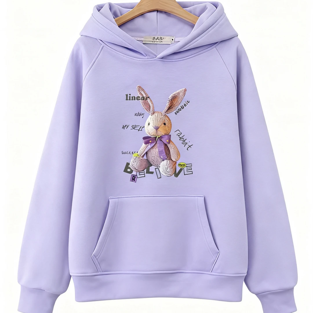 103加绒长袖连帽卫衣印花连帽衫休闲时尚秋冬【花24】2502三号紫