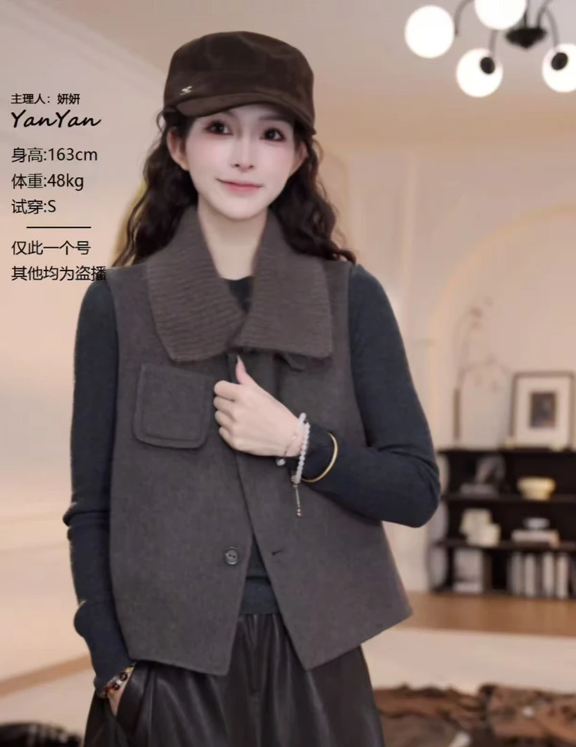 【YANYAN】早秋新款翻领马甲毛呢外套长袖YY-8931