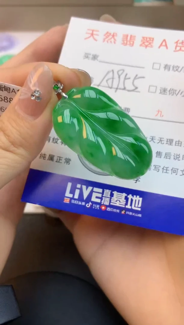 颈饰18K金镶嵌翡翠天然缅甸a货翡翠百元以上9元证书费自理