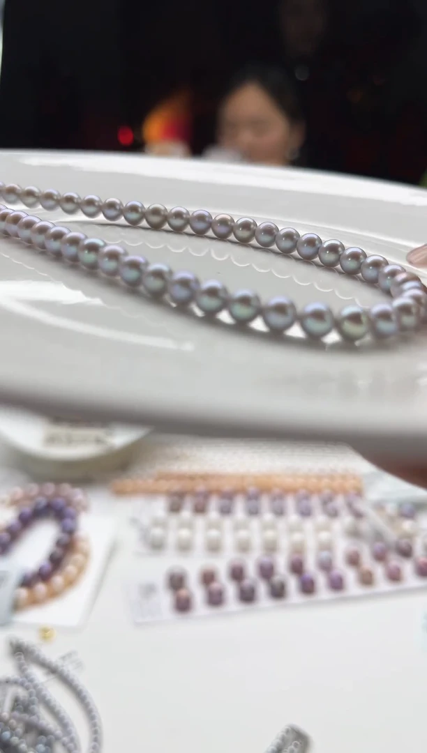 未镶嵌项链淡水珍珠4-5mm灰色系小米项链(多样性发一）